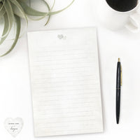 heart lined stationery pad, two hearts, neutral tone, susan case designs 